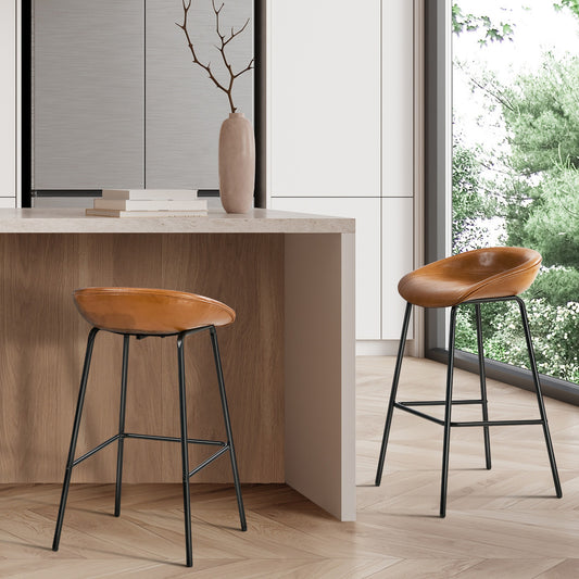 PU Leather Bar Stools Set of 2 Brown | HomeAndLiving