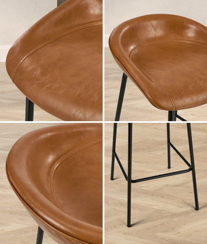 PU Leather Bar Stools Set of 2 Brown | HomeAndLiving - 8