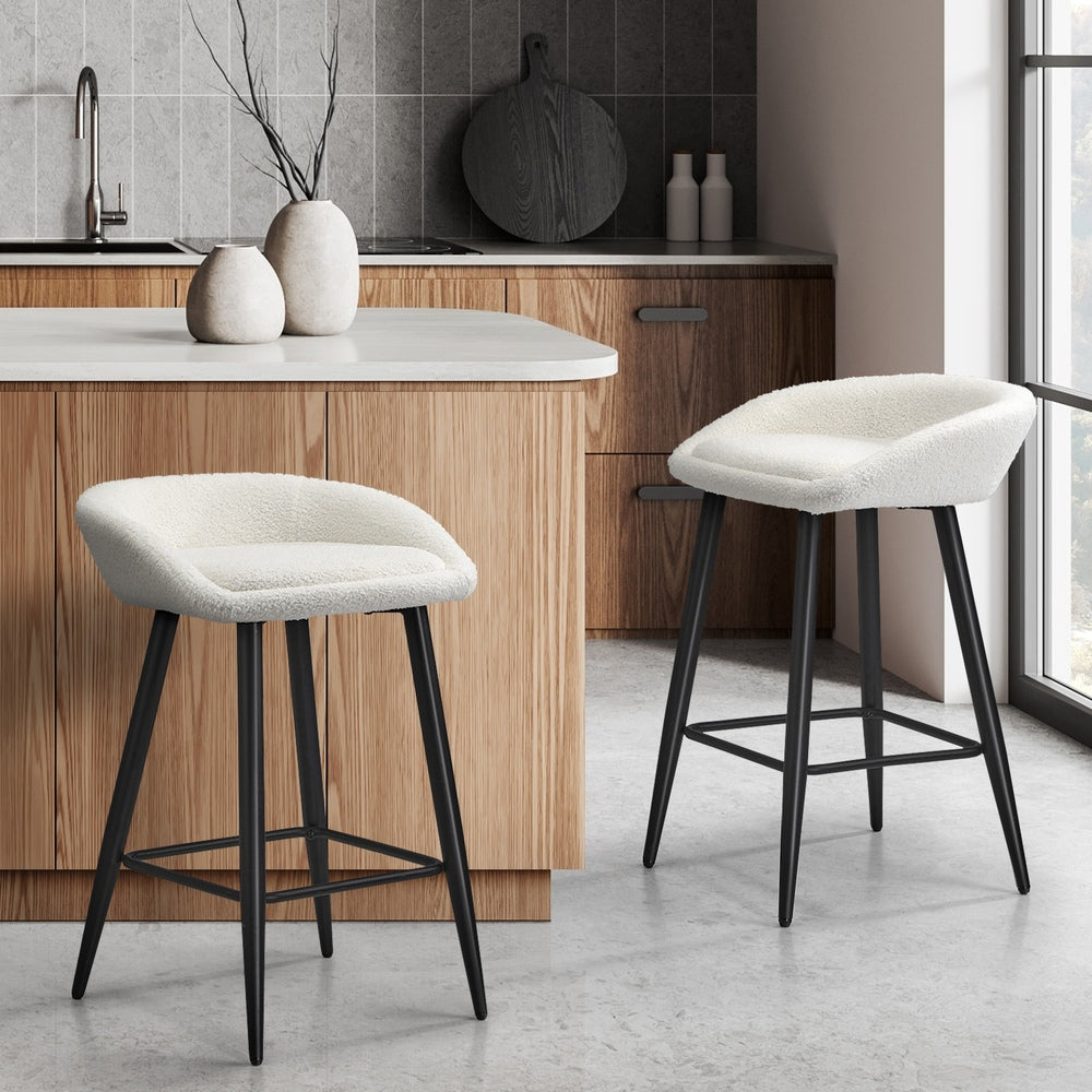 2PCS/4PCS Bar Stools Boucle Fabric Green and Black