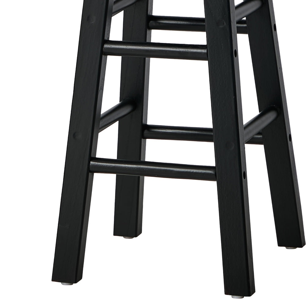 Round Bar Stools Set 2 Black Rubber Wood | HomeAndLiving