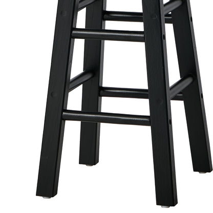 Round Bar Stools Set 2 Black Rubber Wood | HomeAndLiving