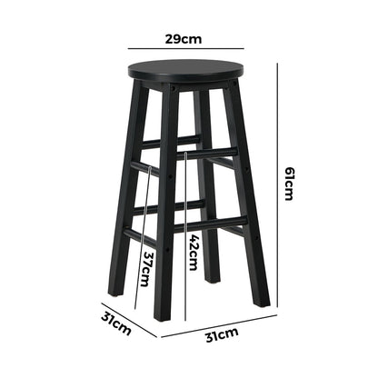 Round Bar Stools Set 2 Black Rubber Wood | HomeAndLiving