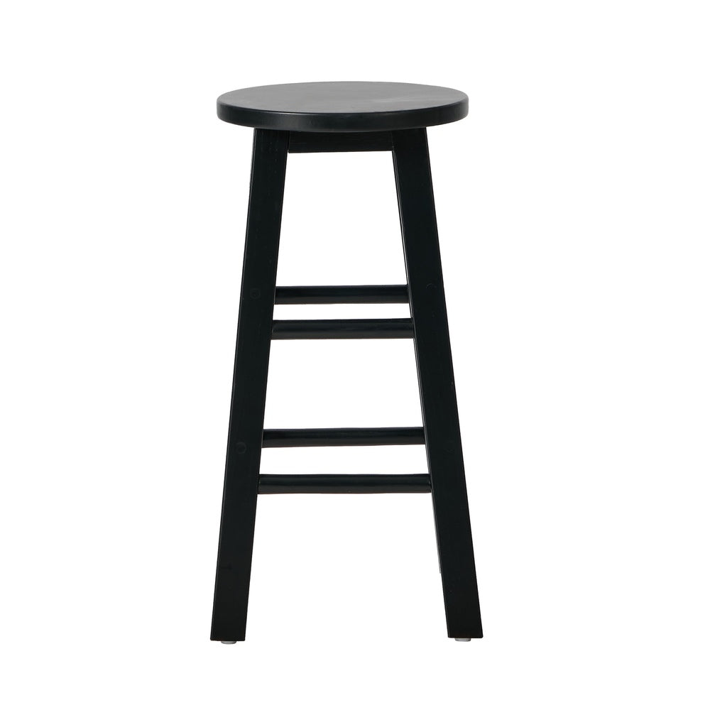 Round Bar Stools Set 2 Black Rubber Wood | HomeAndLiving