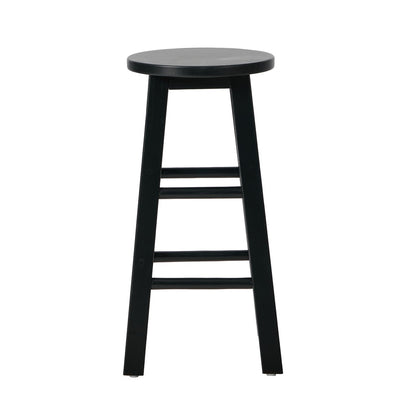 Round Bar Stools Set 2 Black Rubber Wood | HomeAndLiving