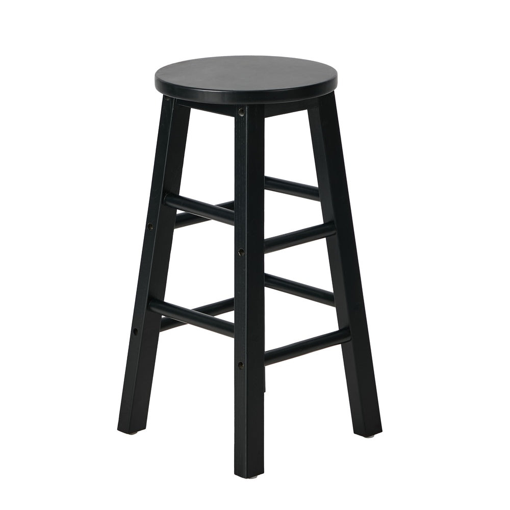Round Bar Stools Set 2 Black Rubber Wood | HomeAndLiving