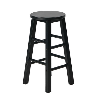 Round Bar Stools Set 2 Black Rubber Wood | HomeAndLiving