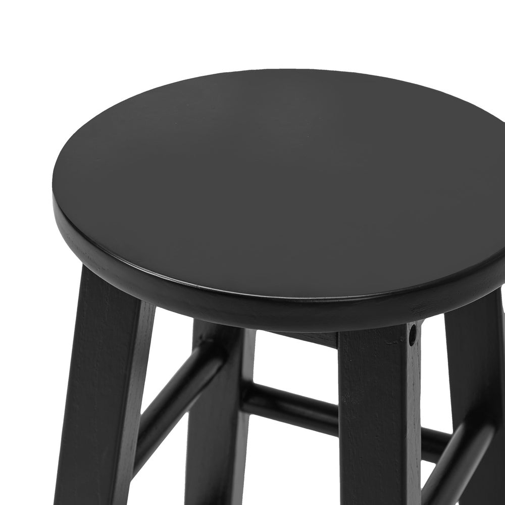 Round Bar Stools Set 2 Black Rubber Wood | HomeAndLiving