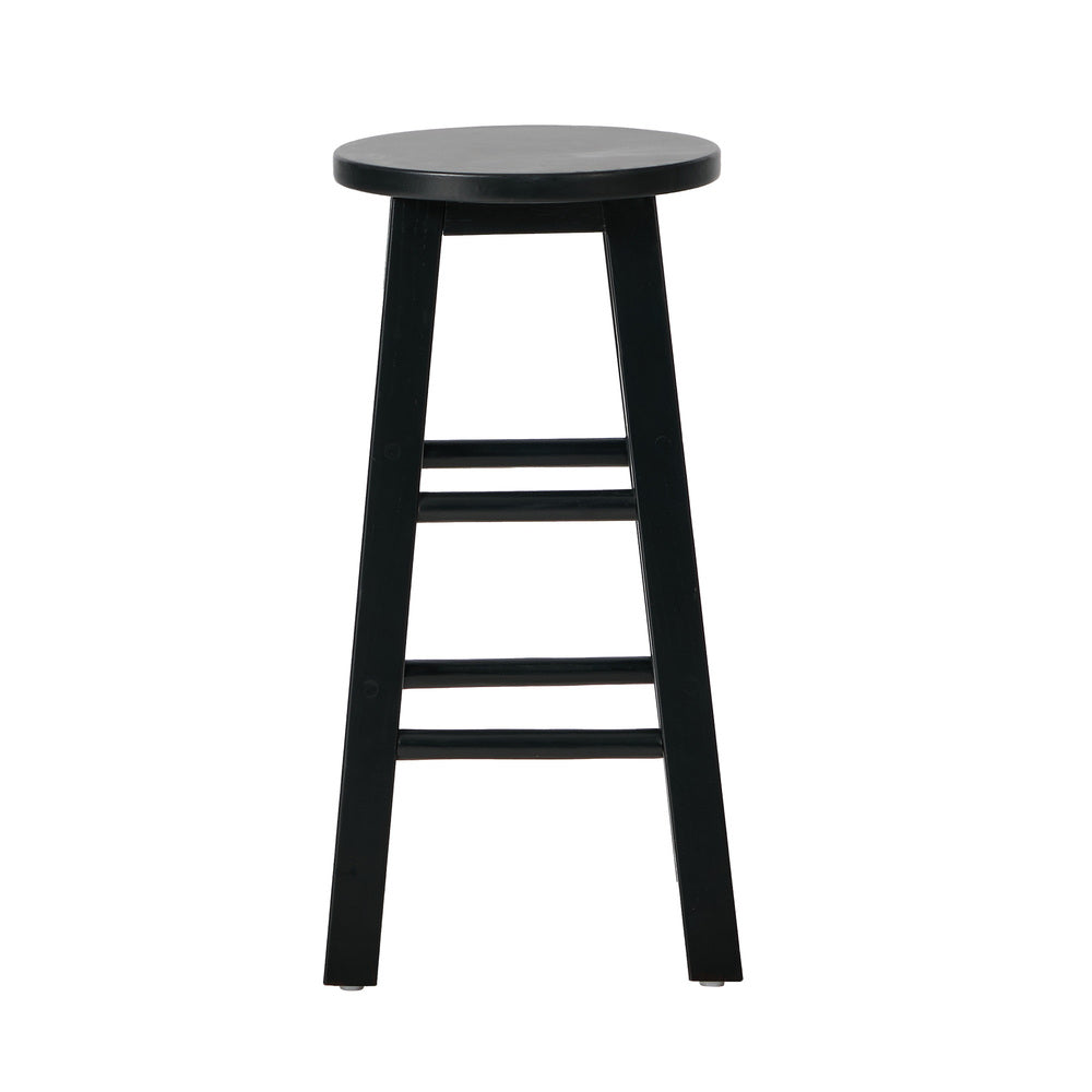 Black Bar Stools Set of 4 Round Rubber Wood | HomeAndLiving