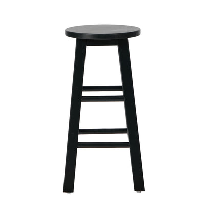 Black Bar Stools Set of 4 Round Rubber Wood | HomeAndLiving