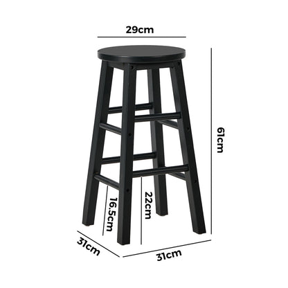 Black Bar Stools Set of 4 Round Rubber Wood | HomeAndLiving