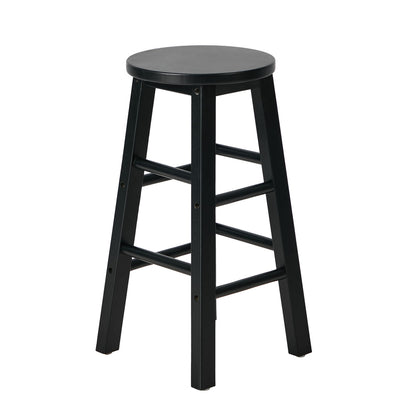 Black Bar Stools Set of 4 Round Rubber Wood | HomeAndLiving