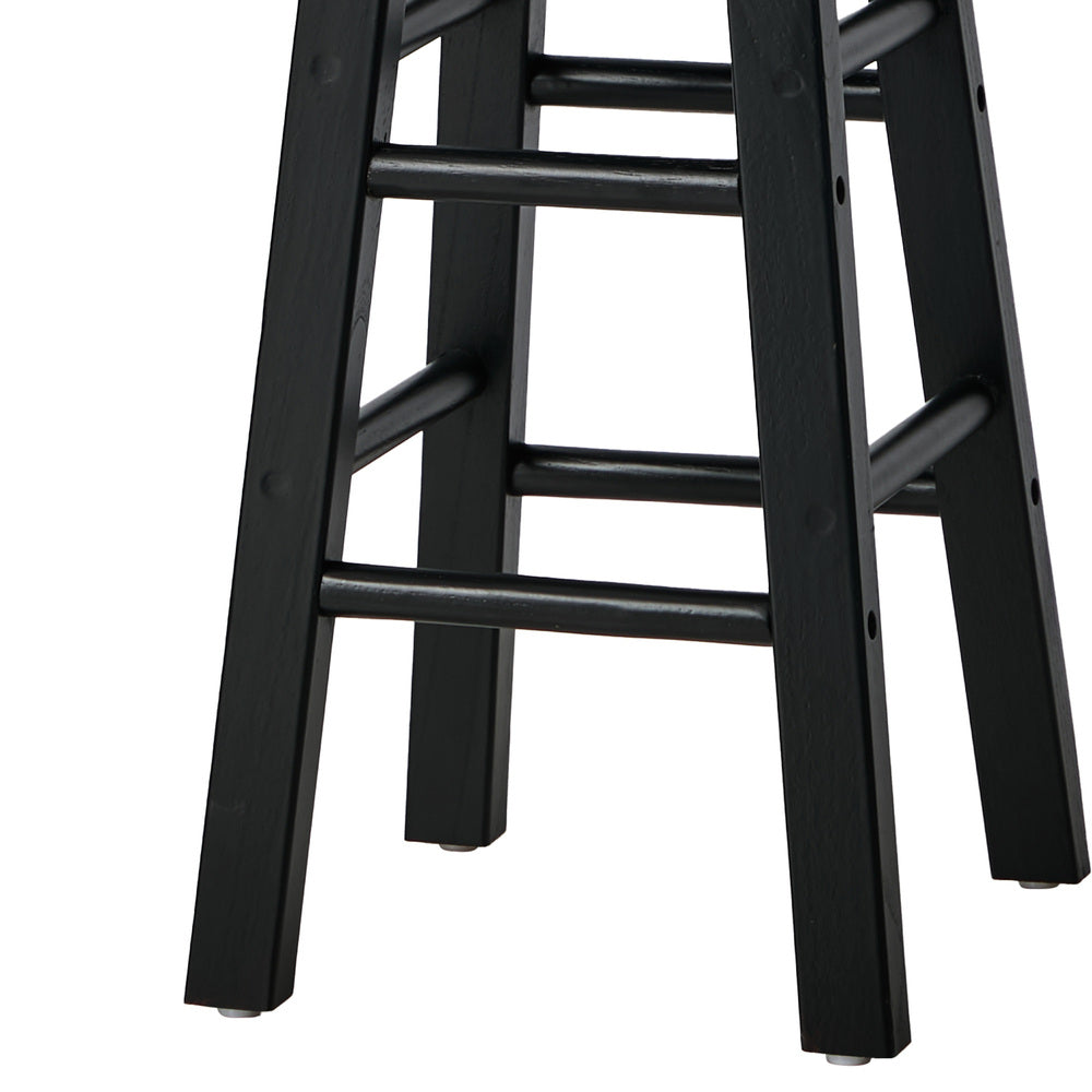 Black Bar Stools Set of 4 Round Rubber Wood | HomeAndLiving