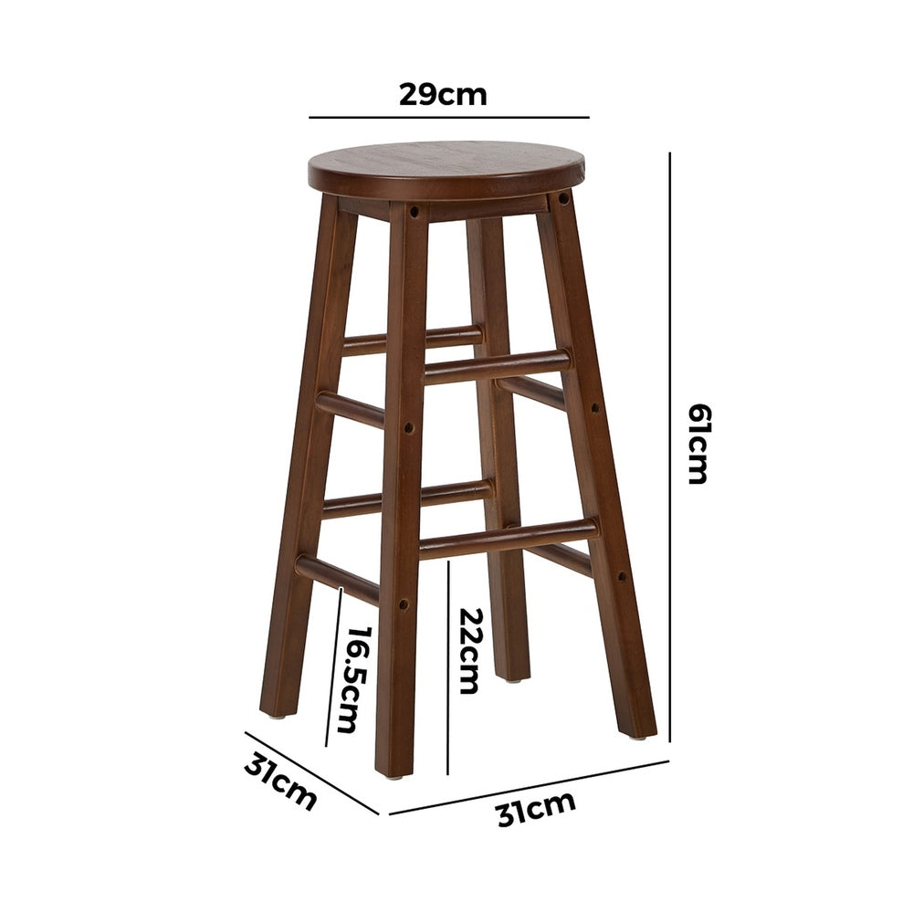 Round Bar Stools Walnut Rubber Wood Set 2 | HomeAndLiving