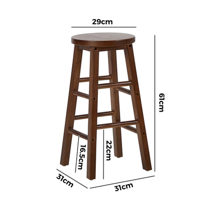 Round Bar Stools Walnut Rubber Wood Set 2 | HomeAndLiving