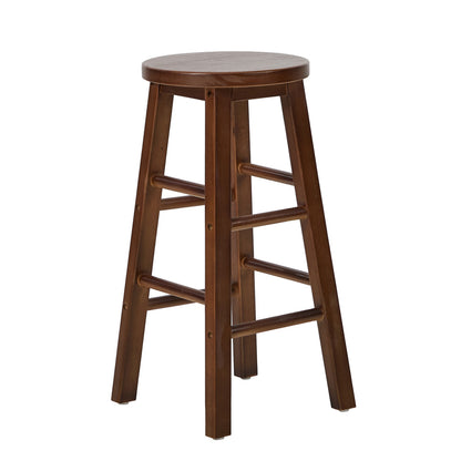 Round Bar Stools Walnut Rubber Wood Set 2 | HomeAndLiving