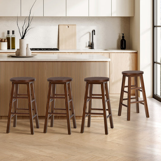 Bar Stools Set of 4 Walnut Round Kitchen | HomeAndLiving