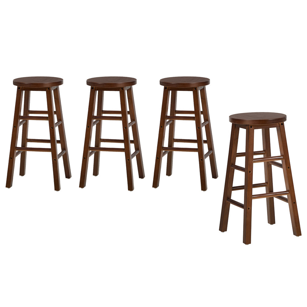 Bar Stools Set of 4 Walnut Round Kitchen | HomeAndLiving
