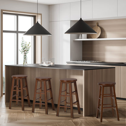 Bar Stools Set of 4 Walnut Round Kitchen | HomeAndLiving