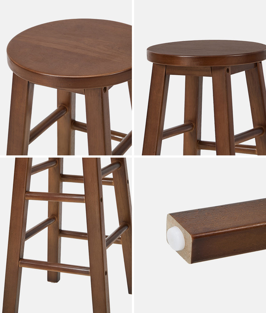 Bar Stools Set of 4 Walnut Round Kitchen | HomeAndLiving