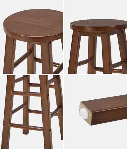 Bar Stools Set of 4 Walnut Round Kitchen | HomeAndLiving