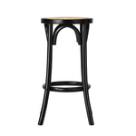 Bar Stool 2pc Kitchen Vintage Rattan Dining Chair Black/Wood