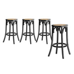 4x Bar Stools Dining Chair Rattan Seat Natural