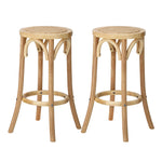 Bar Stool 2pc Kitchen Vintage Rattan Dining Chair Black/Wood