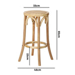 Bar Stool 2pc Kitchen Vintage Rattan Dining Chair Black/Wood