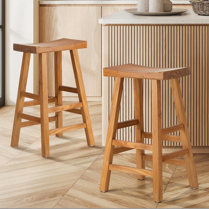 2X Bar Stool Wooden Counter Chairs Natural