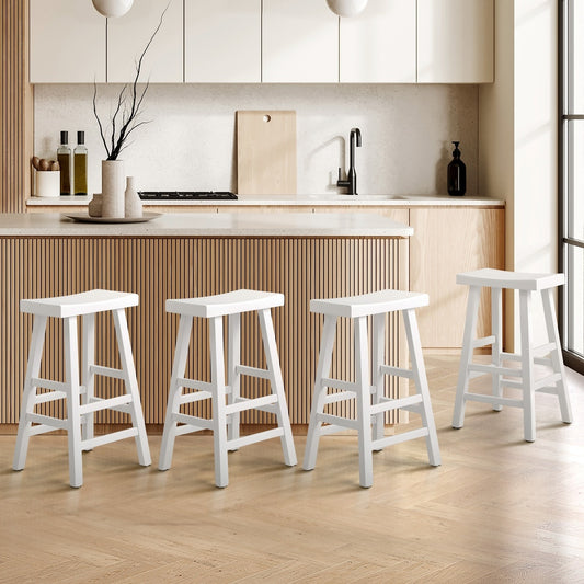 4X Bar Stools Kitchen Stool Wooden Counter Chairs White