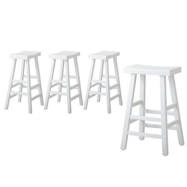  4X Bar Stools Kitchen Stool Wooden Counter Chairs White