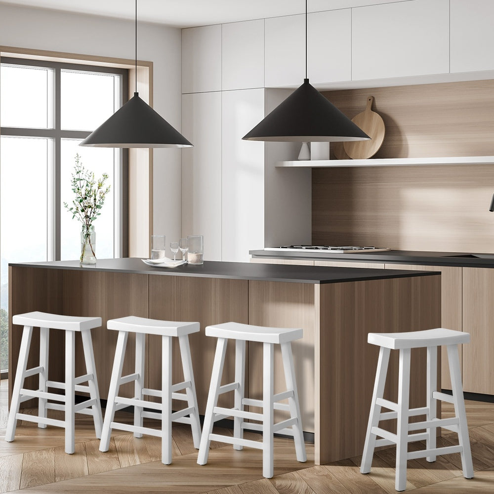 1/2X/4x Bar Stools Kitchen Stool Wooden Counter Chairs White