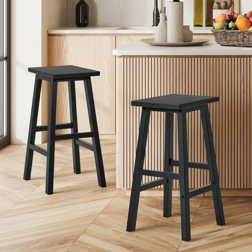 Black Bar Stools Set 2 Kitchen Counter | HomeAndLiving