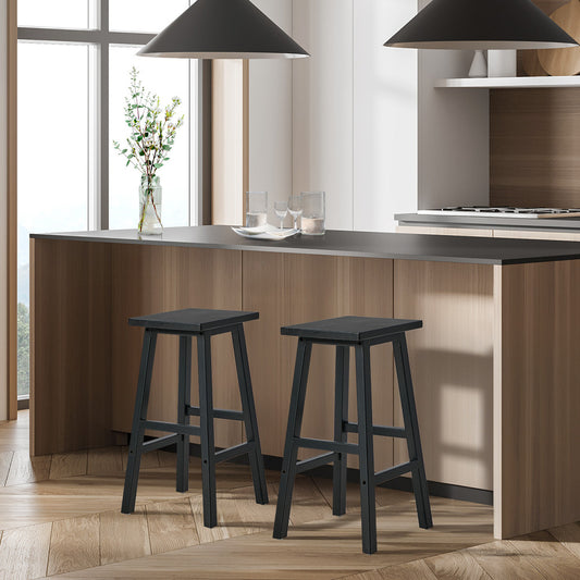 Black Bar Stools Set 2 Kitchen Counter | HomeAndLiving