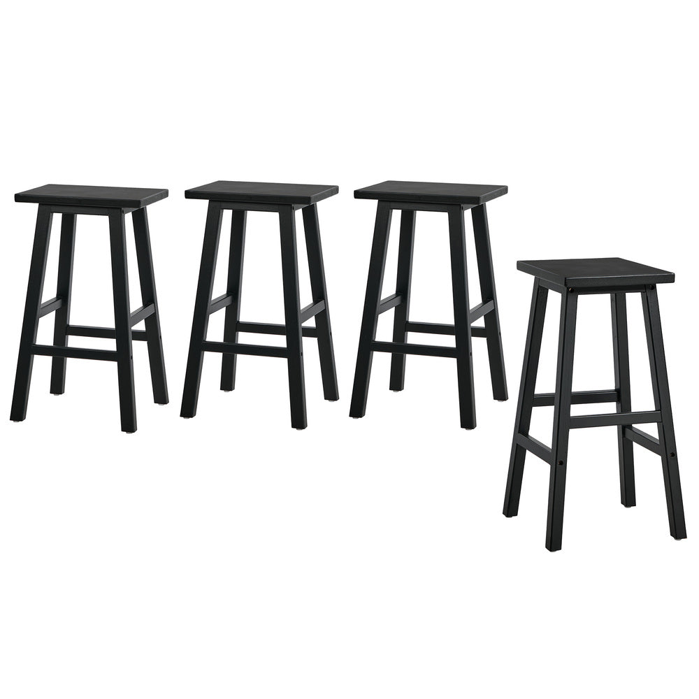 Black Bar Stools Set of 4 Rubber Wood | HomeAndLiving