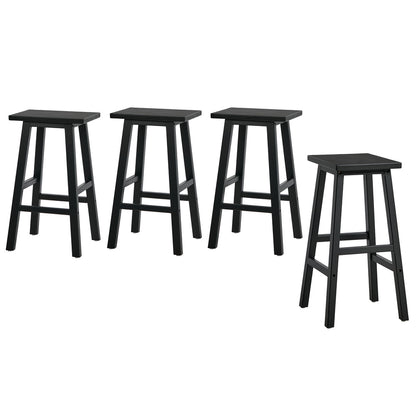 Black Bar Stools Set of 4 Rubber Wood | HomeAndLiving