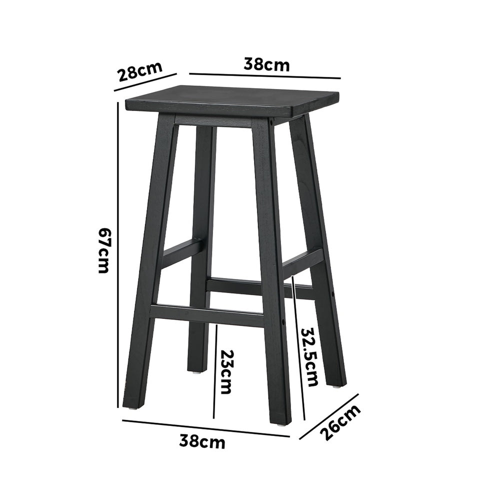 Black Bar Stools Set of 4 Rubber Wood | HomeAndLiving
