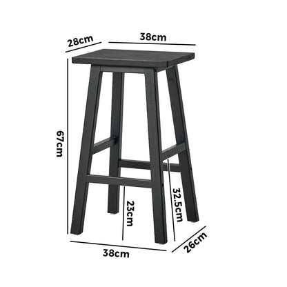 Black Bar Stools Set of 4 Rubber Wood | HomeAndLiving