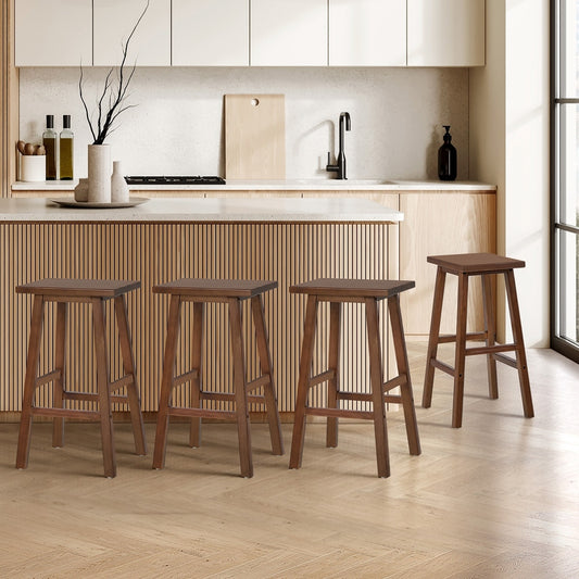 Wooden Bar Stools Set of 4 Walnut | HomeAndLiving