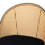 2x Bar Stools Rattan Dining Chair Velvet Black