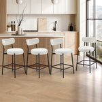 Bar Stools Kitchen Dining Stool Boucle Fabric White