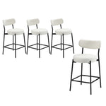 Bar Stools Kitchen Dining Stool Boucle Fabric White