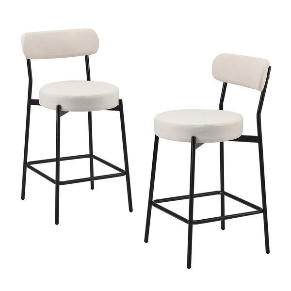  2x/4x Bar Stools Polyester Linen Fabric Beige