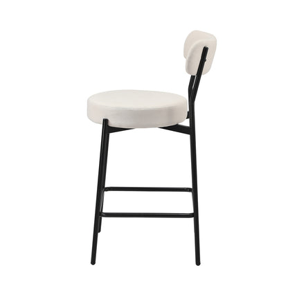 4x Bar Stools Polyester Linen Fabric Beige