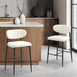 2x/4x Bar Stools Boucle Fabric Black/Natural and White