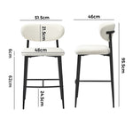 2x/4x Bar Stools Boucle Fabric Black/Natural and White