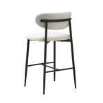 2x/4x Bar Stools Boucle Fabric Black/Natural and White