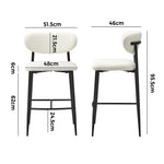 2x/4x Bar Stools Boucle Fabric Black/Natural and White