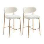 2x/4x Bar Stools Boucle Fabric Black/Natural and White