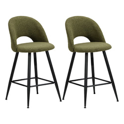 2x Bar Stools Kitchen Counter Stool Boucle Green HORN
